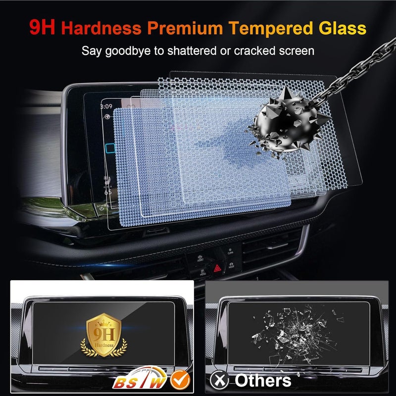 BSTW for 2024 Volkswagen Atlas Screen Protector for 2024 VW Atlas/Atlas Cross Sport 12" Touchscreen & 10.3" Instrument Display Screen Anti-Scratch Tempered Glass Protective Film - Image 4